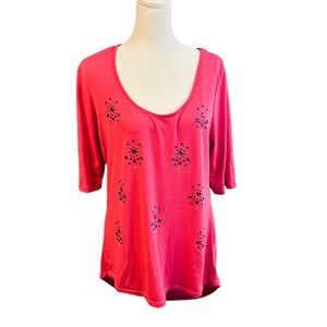 BONGO Hot Pink Embellished T-Shirt With High Low Hemline & Back Cut-Out